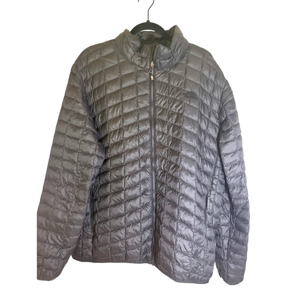 The North Face Thermoball Puffer Jacket Mens XL Dark Silver Lightweight Full Zip - Picture 1 of 12